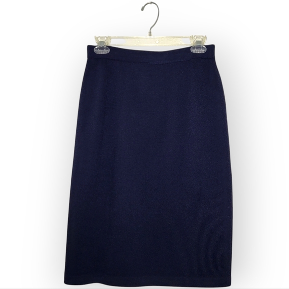 ST. JOHN Knit Knee-Length Skirt in Navy Blue 6 - Picture 2 of 4